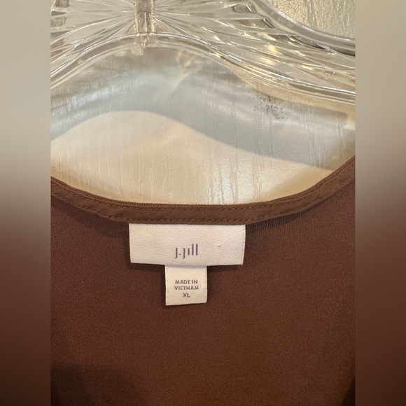 j. jill Women’s brown v neck oversized drop shoulder blouse size xl - Picture 2 of 6